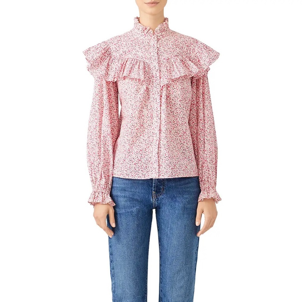 LoveShackFancy Erica Floral Ruffle Top